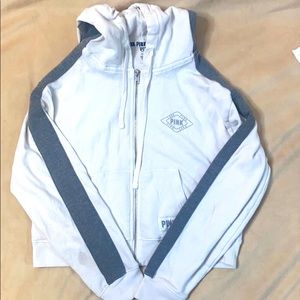 White and grey cropped hoodie